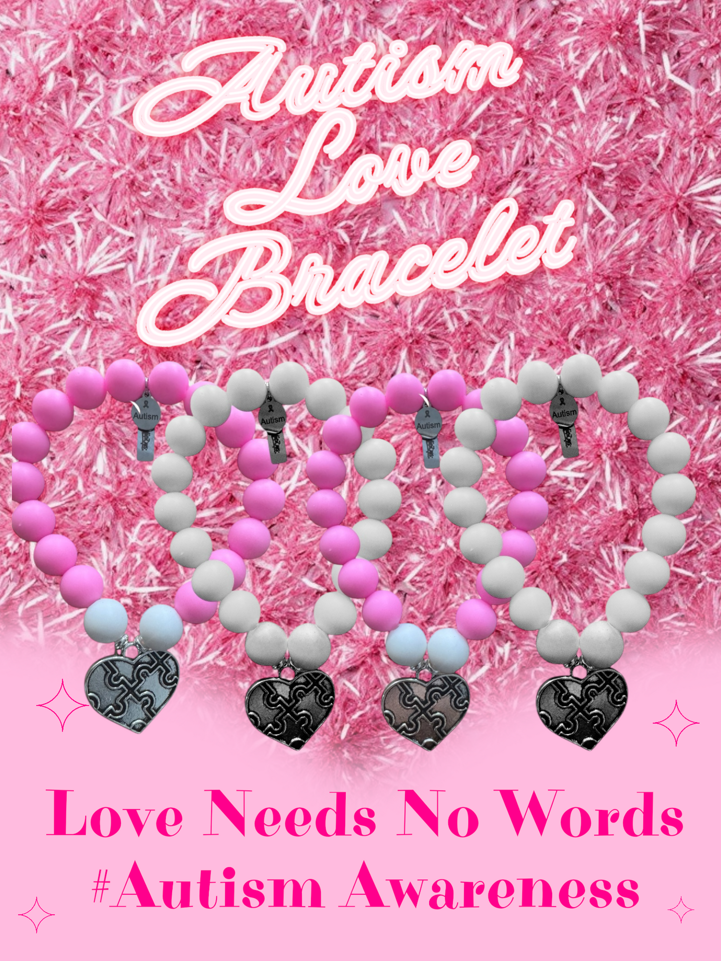 Autism Love Bracelet – Sensory-Friendly Silicone Beaded Bracelet for Autism Awareness