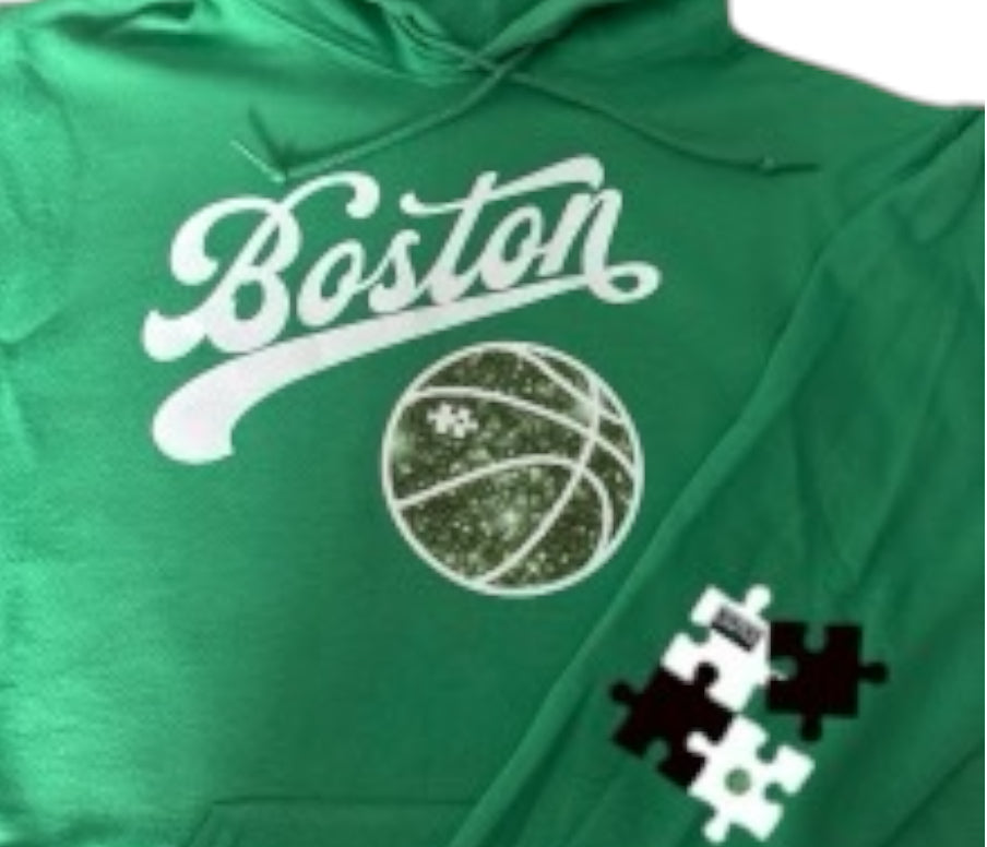 "Autism Celtic Hoodie featuring a Celtic knot and autism infinity symbol, promoting autism awareness and neurodiversity. Sensory-friendly and custom-made with every purchase supporting tablets for nonverbal children."