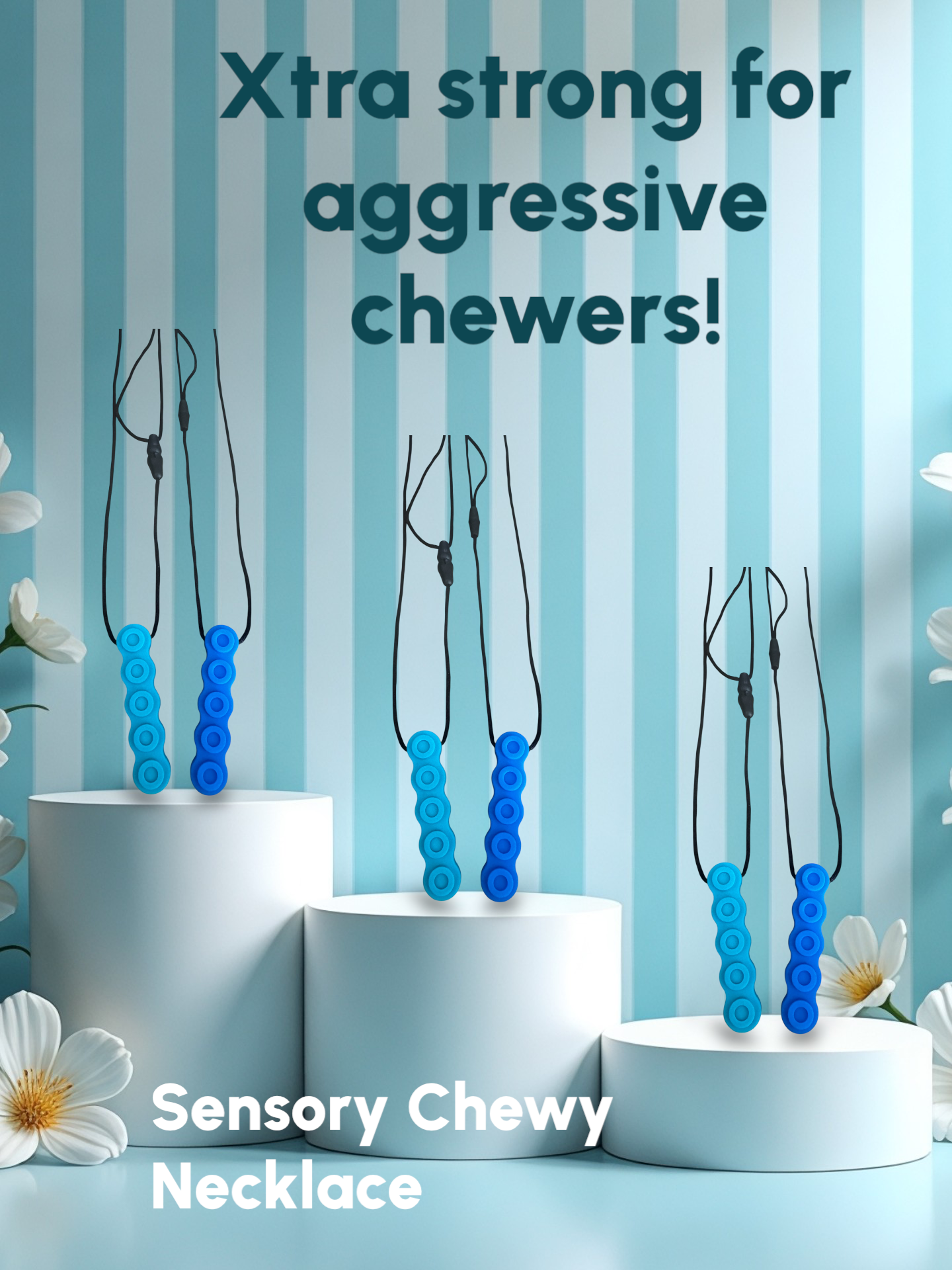 Xtra Tough Chewy Necklace for Heavy Chewers – Durable Sensory Chew Pendant