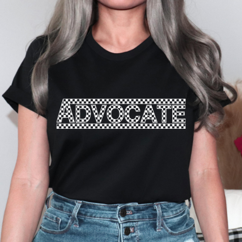 ADVOCATE Neon Autism Awareness Shirt – Bold Checkered Graphic Tee