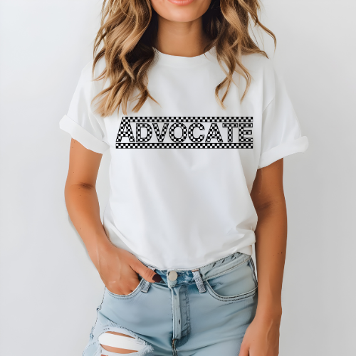 ADVOCATE Neon Autism Awareness Shirt – Bold Checkered Graphic Tee