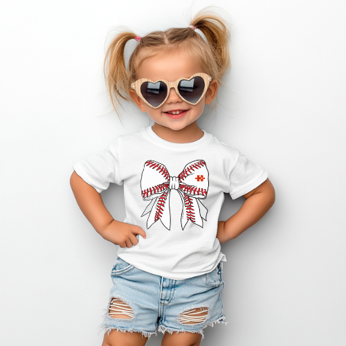 Girls Autism Baseball Bow Shirt | Sensory-Friendly Autism Awareness Tee