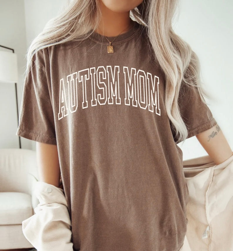 Autism Mom Varsity Letter Tee