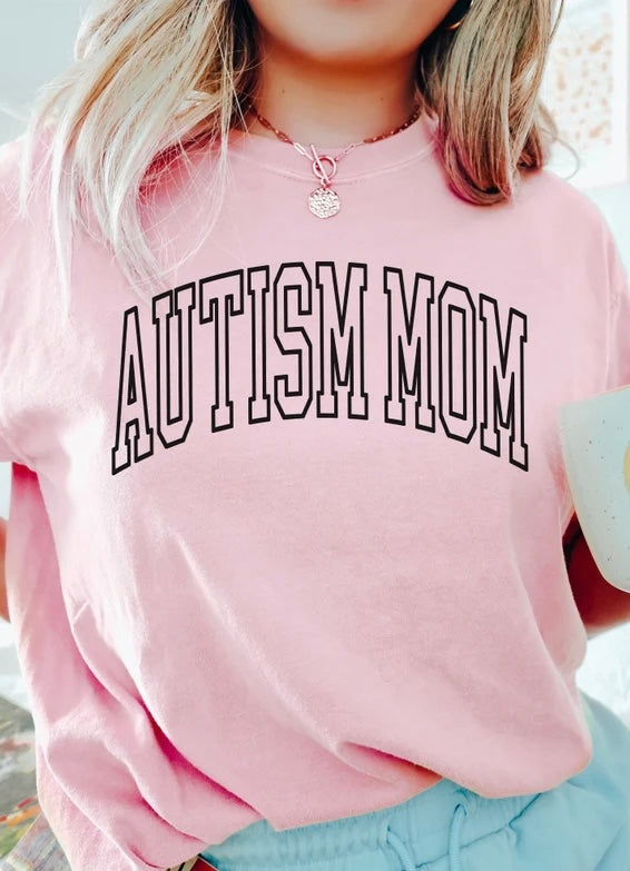 Autism Mom Varsity Letter Tee