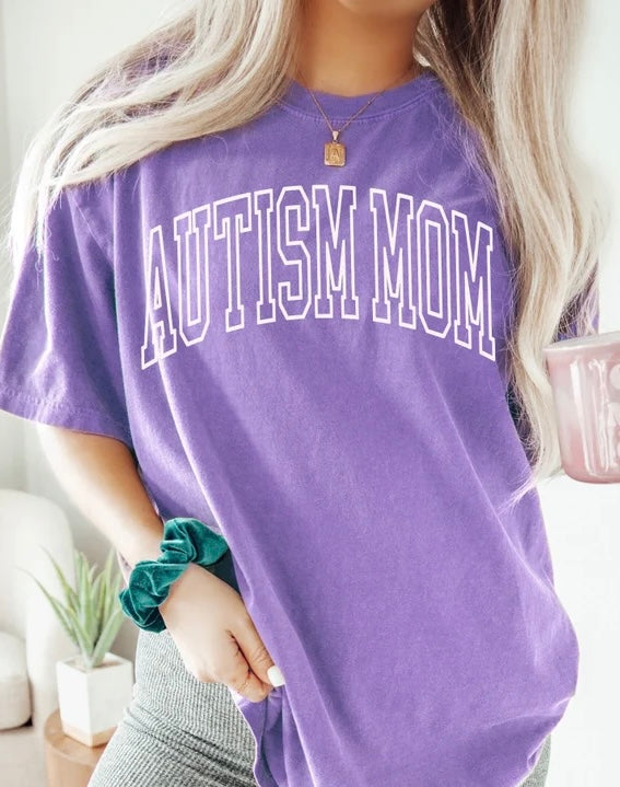 Autism Mom Varsity Letter Tee