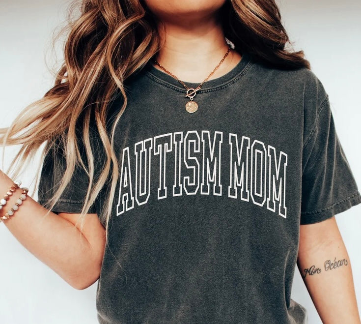 Autism Mom Varsity Letter Tee