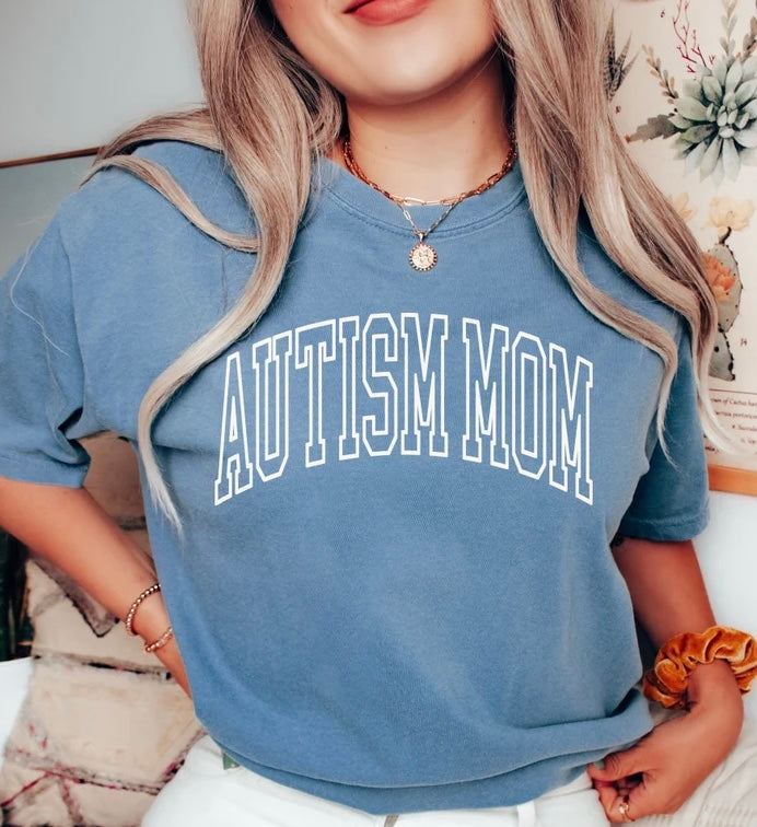 Autism Mom Varsity Letter Tee