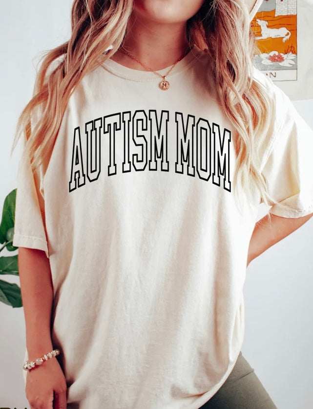 Autism Mom Varsity Letter Tee