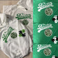 Boston Celtic hoodie  symbol on the arm top puzzle pieces representing autism awareness and acceptance.