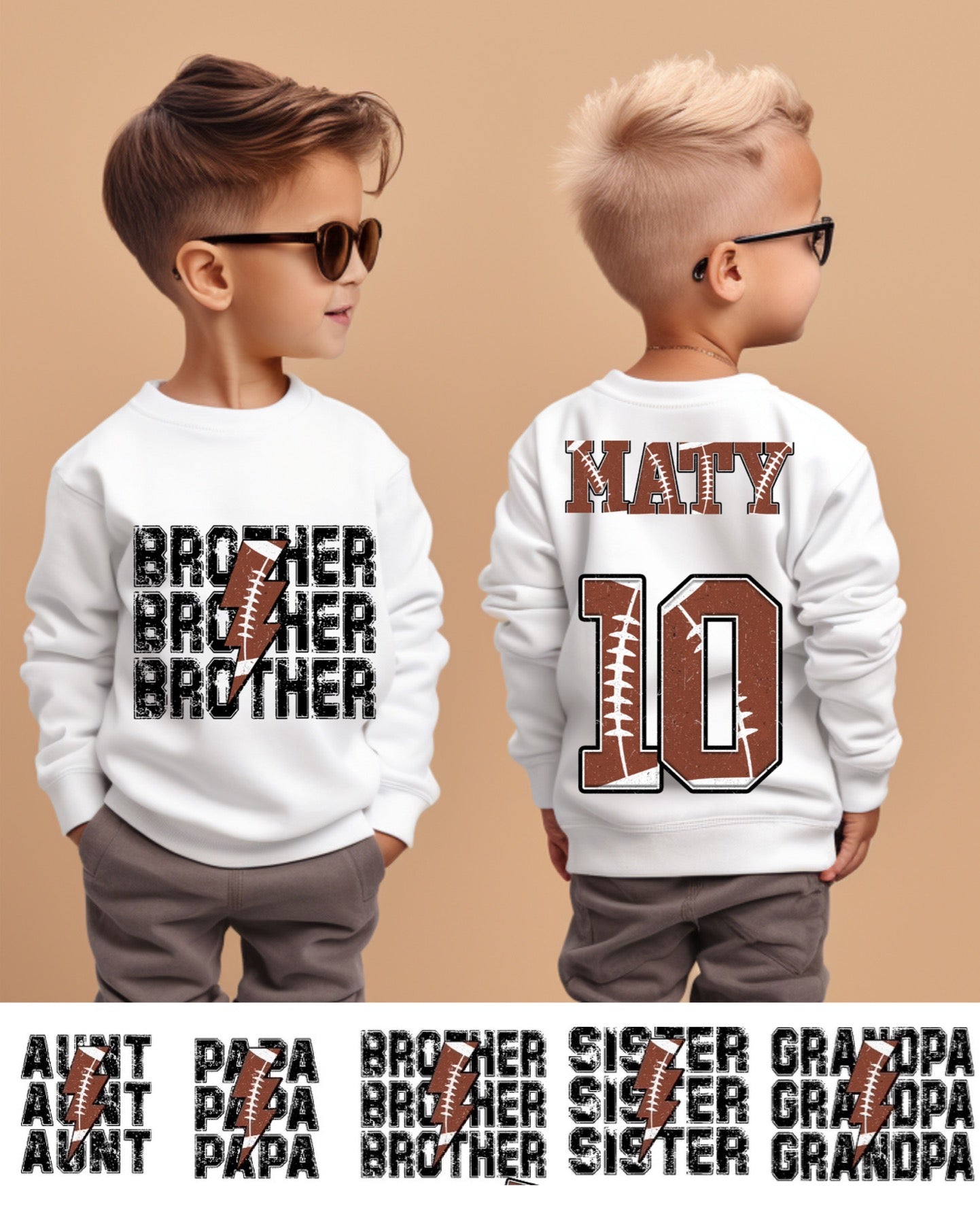 Family Football Sweatshirt w/Custom name&number on back