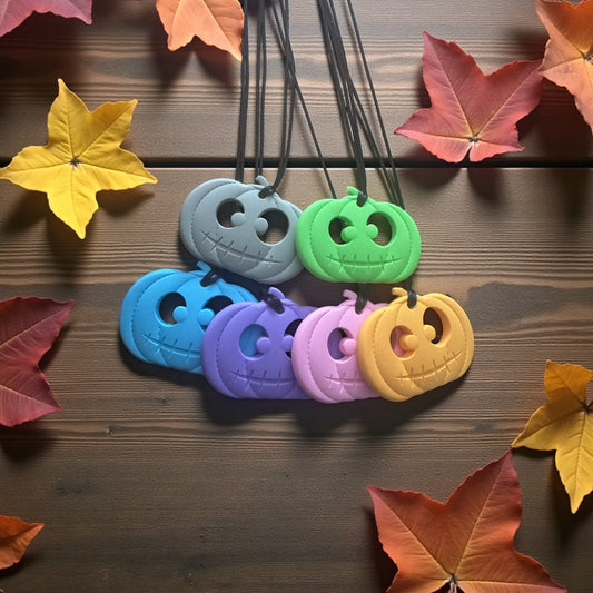 Halloween Pumpkin Sensory Chew Necklace – Silicone Chewelry for Autism, ADHD, Sensory Needs