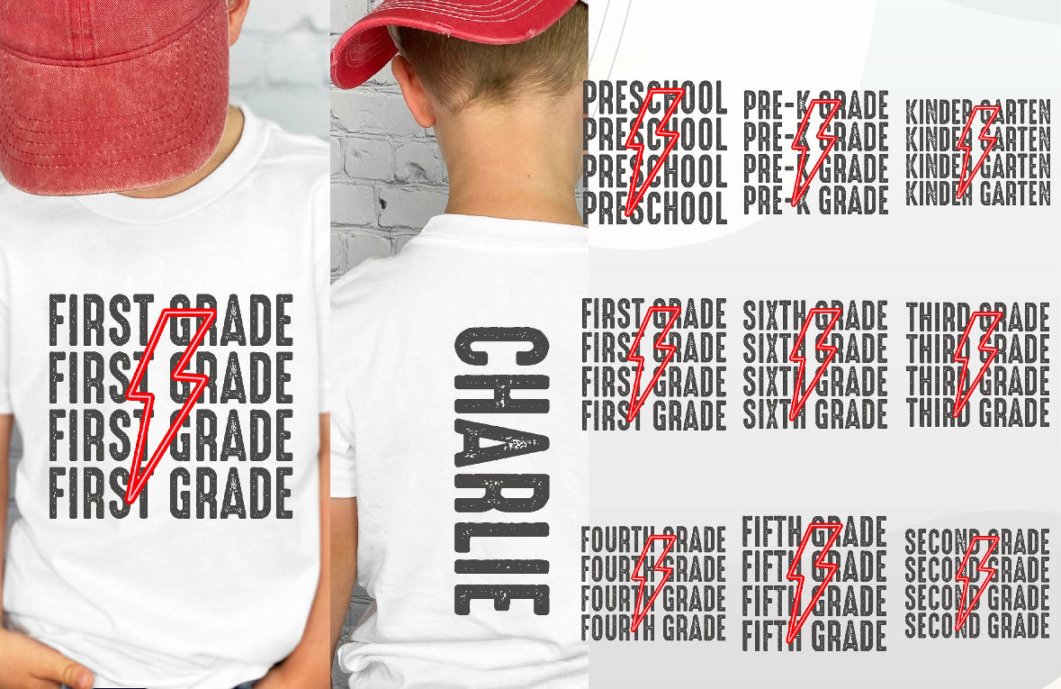 School Shirts (pre-school-8th) grade w/name on back