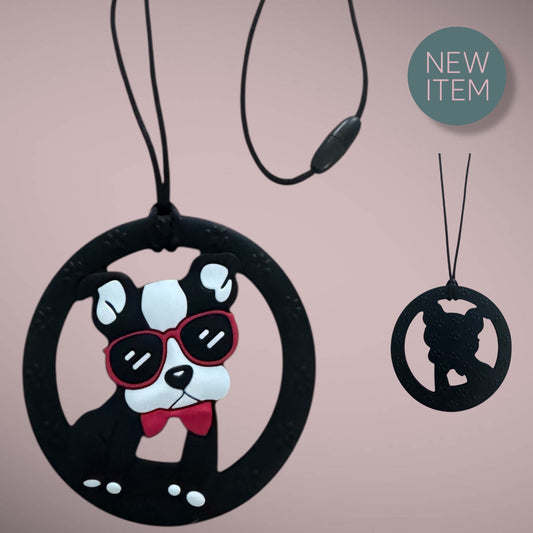 Dog with Sunglasses Sensory Chew Necklace – Autism Chewelryfor Kids