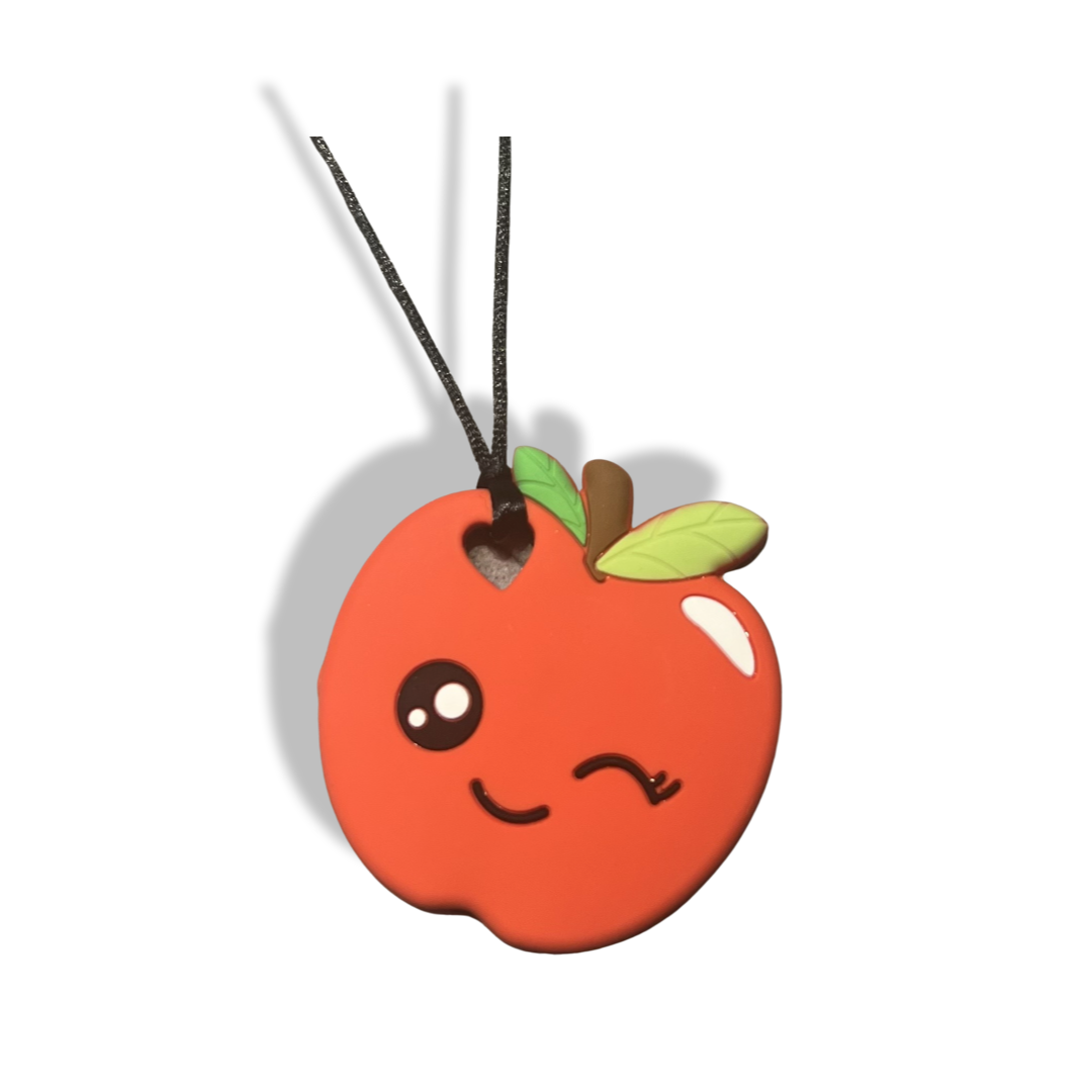 Apple Smiley Face Sensory Chew Necklace | Chewelry for Autism and Sensory Needs
